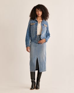 ALTERNATE VIEW OF WOMEN'S DENIM/WOOL JEAN JACKET IN HARDING STAR GREY/DENIM image number 5