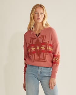 WOMEN'S GRAPHIC COTTON PULLOVER IN FADED ROSE MULTI HARDING image number 1