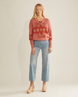 ALTERNATE VIEW OF WOMEN'S GRAPHIC COTTON PULLOVER IN FADED ROSE MULTI HARDING image number 4