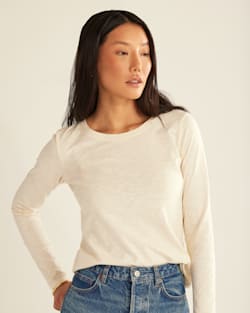 WOMEN'S LONG-SLEEVE COTTON SLUB TEE IN ANTIQUE WHITE image number 1