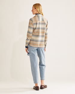 ALTERNATE VIEW OF WOMEN'S STRIPED BOARD SHIRT IN TAN MULTI STRIPE image number 3