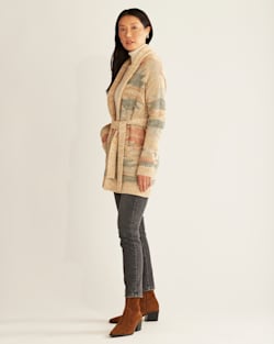 ALTERNATE VIEW OF WOMEN'S MONTEREY BELTED CARDIGAN IN IVORY/NATURAL MULTI image number 2