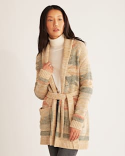ALTERNATE VIEW OF WOMEN'S MONTEREY BELTED CARDIGAN IN IVORY/NATURAL MULTI image number 5