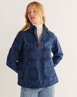 ALTERNATE VIEW OF WOMEN'S DOUBLESOFT HALF-ZIP PULLOVER IN DUSK BLUE HARDING image number 5