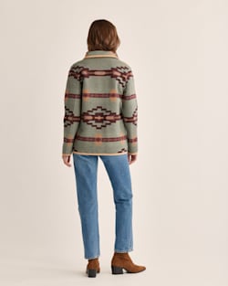 ALTERNATE VIEW OF WOMEN'S REVERSIBLE WOOL BARN COAT IN BLUE MIX/MAROON BANDERA image number 3