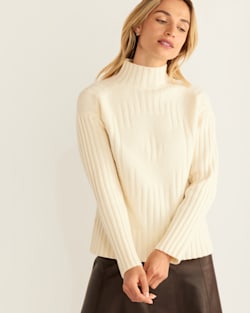 ALTERNATE VIEW OF WOMEN'S OVERSIZED MOCKNECK PULLOVER IN IVORY image number 4