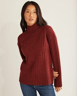 WOMEN'S OVERSIZED MOCKNECK PULLOVER IN BRICK RED image number 1