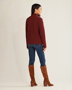 ALTERNATE VIEW OF WOMEN'S OVERSIZED MOCKNECK PULLOVER IN BRICK RED image number 3