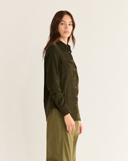 ALTERNATE VIEW OF WOMEN'S CORDUROY GAMBLER SHIRT IN ROSIN GREEN image number 2