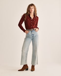 WOMEN'S CORDUROY GAMBLER SHIRT IN FIRED BRICK image number 1