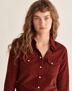 ALTERNATE VIEW OF WOMEN'S CORDUROY GAMBLER SHIRT IN FIRED BRICK image number 4