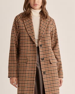ALTERNATE VIEW OF WOMEN'S BROOKLYN WOOL COAT IN TAN MIX MULTI CHECK image number 4