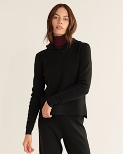 ALTERNATE VIEW OF WOMEN'S MERINO PULLOVER HOODIE IN BLACK image number 5