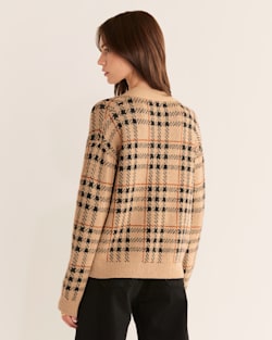 ALTERNATE VIEW OF WOMEN'S LUXE PLAID CROPPED CARDIGAN IN TAUPE MULTI PLAID image number 4