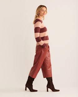 ALTERNATE VIEW OF WOMEN'S SELLWOOD STRIPE COTTON SWEATER IN MAHOGANY ROSE/BRANDIED PLUM image number 2