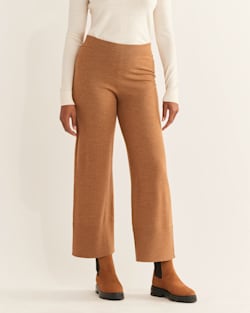 ALTERNATE VIEW OF WOMEN'S MERINO KNIT PANTS IN CAMEL HEATHER image number 2