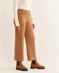 ALTERNATE VIEW OF WOMEN'S MERINO KNIT PANTS IN CAMEL HEATHER image number 3