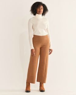 ALTERNATE VIEW OF WOMEN'S MERINO KNIT PANTS IN CAMEL HEATHER image number 6