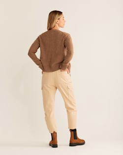 ALTERNATE VIEW OF WOMEN'S MERINO CROPPED CARDIGAN IN TAUPE DONEGAL image number 5