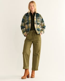 WOMEN'S WOOL STADIUM TRUCKER COAT IN BLUE/GREEN PLAID image number 1