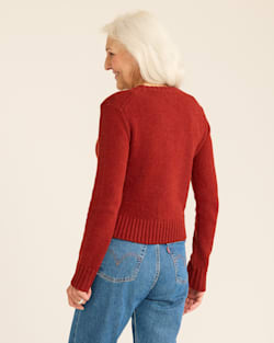 ALTERNATE VIEW OF WOMEN'S SHETLAND COLLECTION CREWNECK IN CHILI RED image number 3