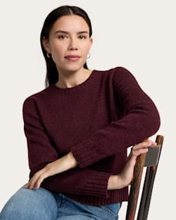 WOMEN'S SHETLAND COLLECTION SWEATER IN BURGUNDY HEATHER image number 1