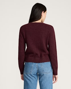 ALTERNATE VIEW OF WOMEN'S SHETLAND COLLECTION SWEATER IN BURGUNDY HEATHER image number 2