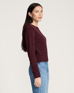 ALTERNATE VIEW OF WOMEN'S SHETLAND COLLECTION SWEATER IN BURGUNDY HEATHER image number 3