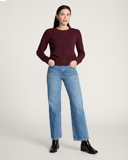 ALTERNATE VIEW OF WOMEN'S SHETLAND COLLECTION SWEATER IN BURGUNDY HEATHER image number 5