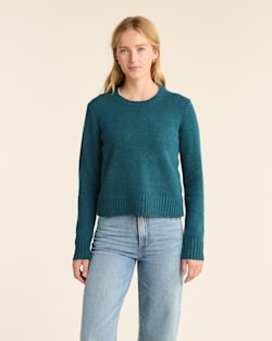 WOMEN'S SHETLAND COLLECTION SWEATER IN DEEP TEAL HEATHER image number 1