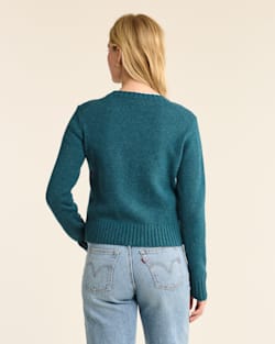 ALTERNATE VIEW OF WOMEN'S SHETLAND COLLECTION SWEATER IN DEEP TEAL HEATHER image number 3