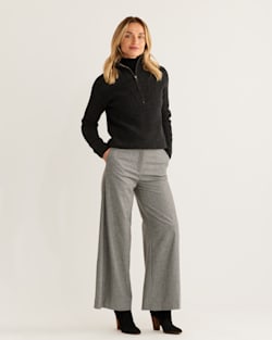 WOMEN'S LAMBSWOOL SHAKER STITCH ZIP PULLOVER IN BLACK HEATHER image number 1