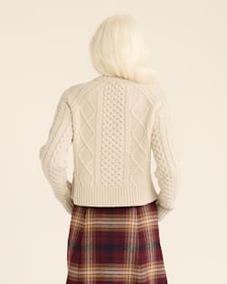 ALTERNATE VIEW OF WOMEN�S SHETLAND COLLECTION FISHERMAN SWEATER IN BIRCH image number 3