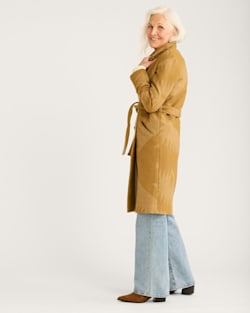 ALTERNATE VIEW OF WOMEN'S MIRROR LAKE WOOL TRENCH COAT IN TAN image number 2