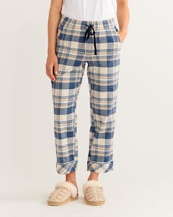 ALTERNATE VIEW OF WOMEN'S PAJAMA PANTS IN BLUE/IVORY PLAID image number 2