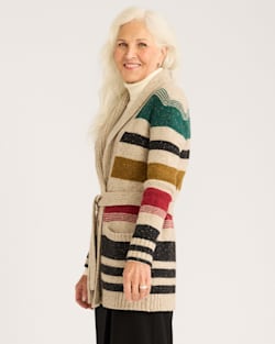 ALTERNATE VIEW OF WOMEN'S CAMP STRIPE CARDIGAN IN IVORY STRIPE MULTI image number 2