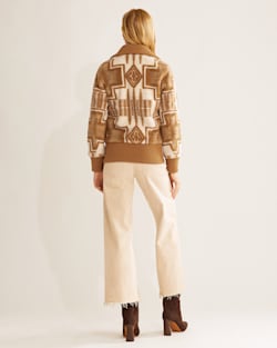 ALTERNATE VIEW OF WOMEN'S FOXGLOVE FLEECE BOMBER JACKET IN IVORY/SADDLE HARDING image number 2