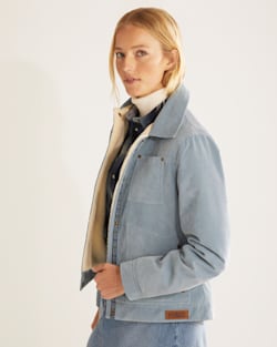 ALTERNATE VIEW OF WOMEN'S WIND RIVER CORDUROY TRUCKER JACKET IN FADED BLUE image number 5