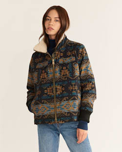 WOMEN'S MADERA ZIP-FRONT JACKET IN BLACK/BLUE JOURNEY WEST image number 1