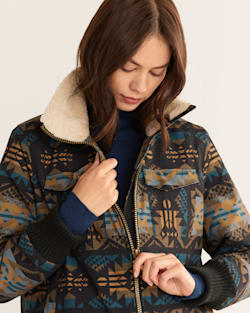 ALTERNATE VIEW OF WOMEN'S MADERA ZIP-FRONT JACKET IN BLACK/BLUE JOURNEY WEST image number 4
