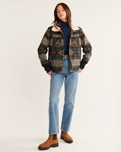 ALTERNATE VIEW OF WOMEN'S MADERA ZIP-FRONT JACKET IN BLACK/BLUE JOURNEY WEST image number 5