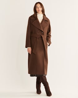 ALTERNATE VIEW OF WOMEN'S UPTOWN LONG WOOL COAT IN BROWN/CHARCOAL HERRINGBONE image number 3