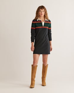 WOMEN'S STRIPED RUGBY DRESS IN BLACK MULTI STRIPE image number 1