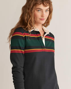 ALTERNATE VIEW OF WOMEN'S STRIPED RUGBY DRESS IN BLACK MULTI STRIPE image number 4