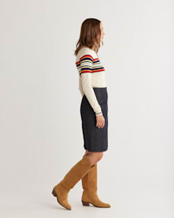 ALTERNATE VIEW OF WOMEN'S COTTON/CASHMERE STRIPED PULLOVER IN CREAM MULTI image number 2