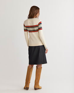 ALTERNATE VIEW OF WOMEN'S COTTON/CASHMERE STRIPED PULLOVER IN CREAM MULTI image number 3