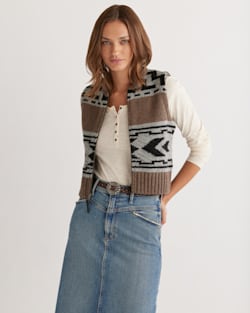 WOMEN'S SHETLAND ZIP SWEATER VEST IN WALNUT MIX image number 1