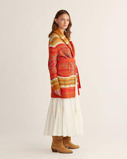 ALTERNATE VIEW OF WOMEN'S MONTEREY BELTED CARDIGAN IN RED/AQUA MULTI image number 2