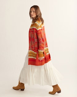 ALTERNATE VIEW OF WOMEN'S MONTEREY BELTED CARDIGAN IN RED/AQUA MULTI image number 5