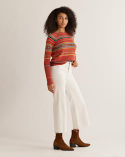 ALTERNATE VIEW OF WOMEN'S RAGLAN COTTON GRAPHIC SWEATER IN RED MULTI STRIPE image number 2